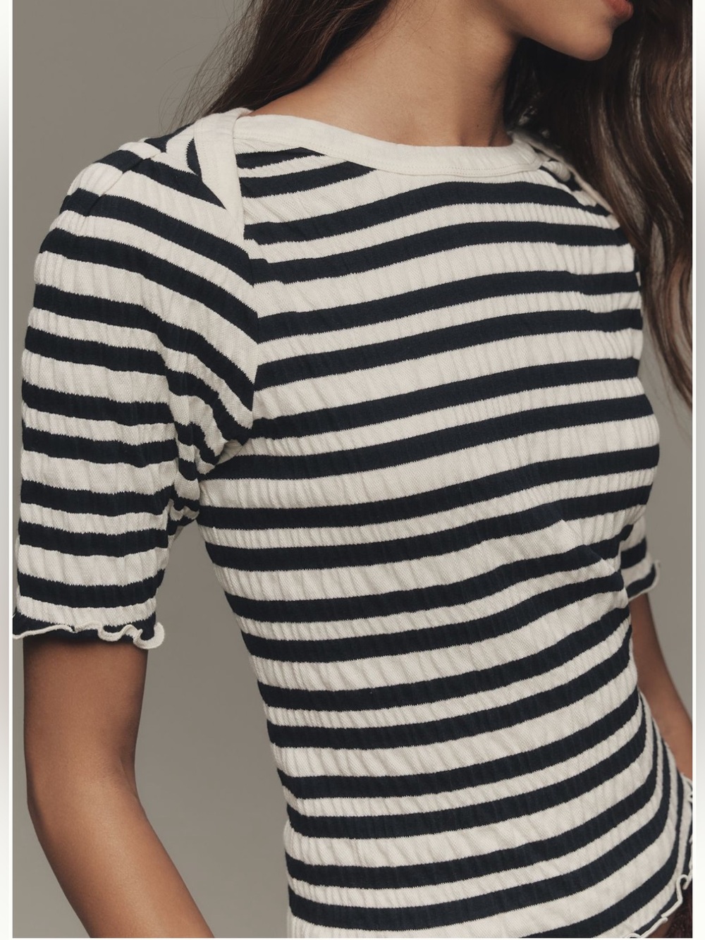 NATION Los Angeles Striped Textured Top NWT XS Anthropologie MSRP $158